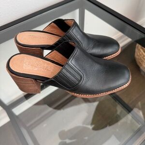 MADEWELL Women’s Black Carey Mule Leather Block Heel Shoes Size 7